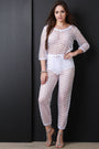 Diamond Fishnet Mesh Boat Neck Jumpsuit - NoveltyOne