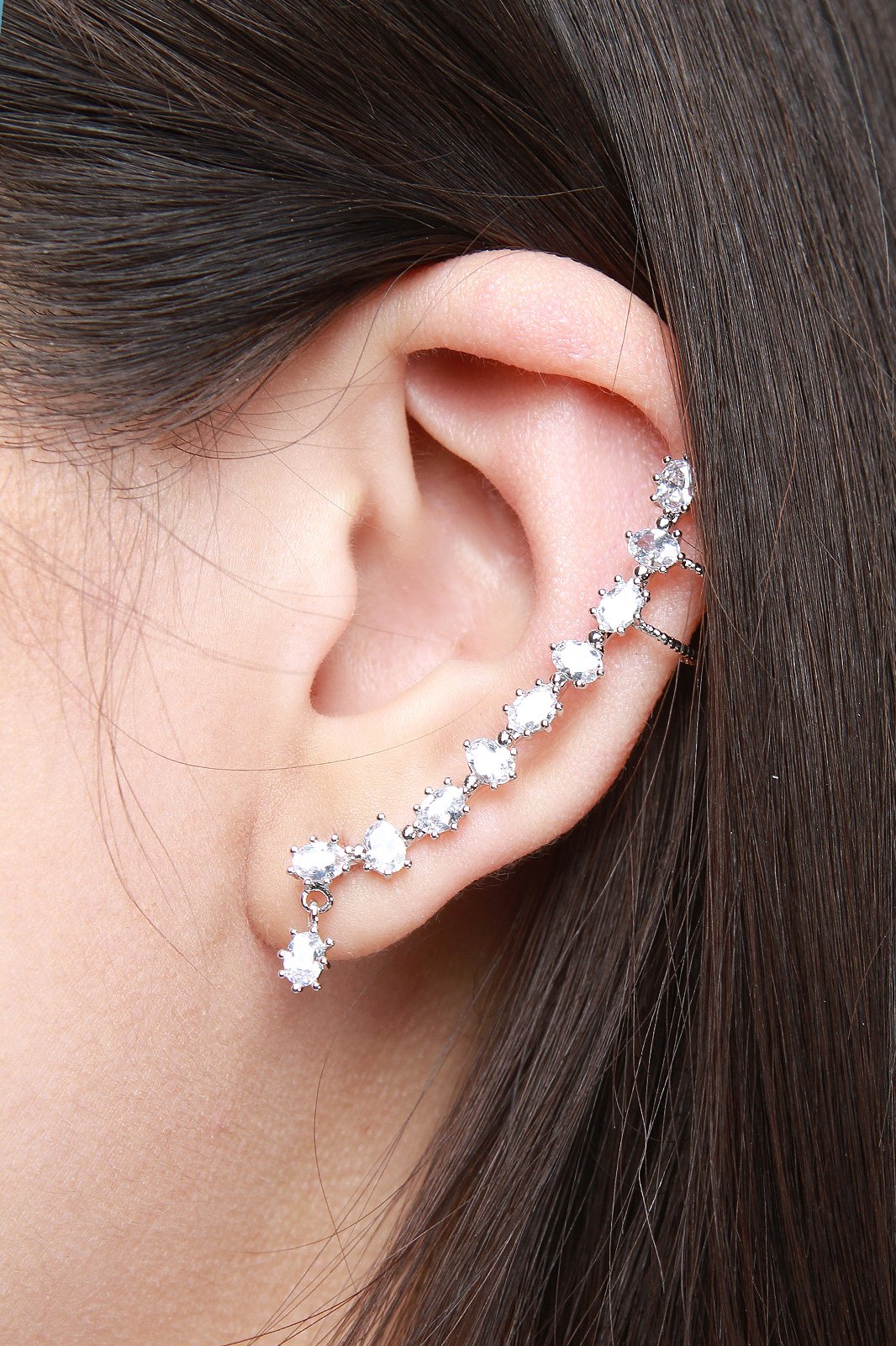 Cubic Zirconia Curve Cuff Earring