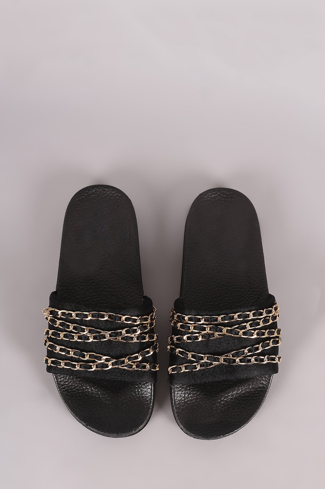 Satin Chain Links Slide Sandal