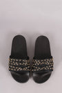 Satin Chain Links Slide Sandal