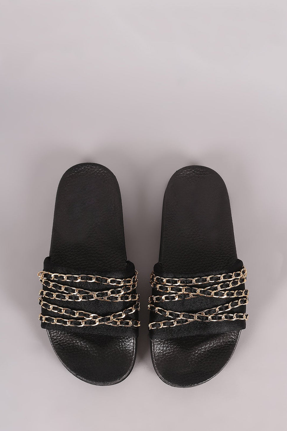 Satin Chain Links Slide Sandal