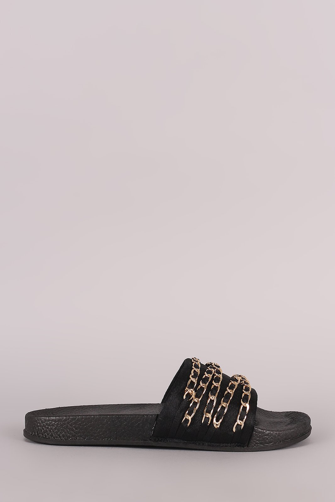 Satin Chain Links Slide Sandal