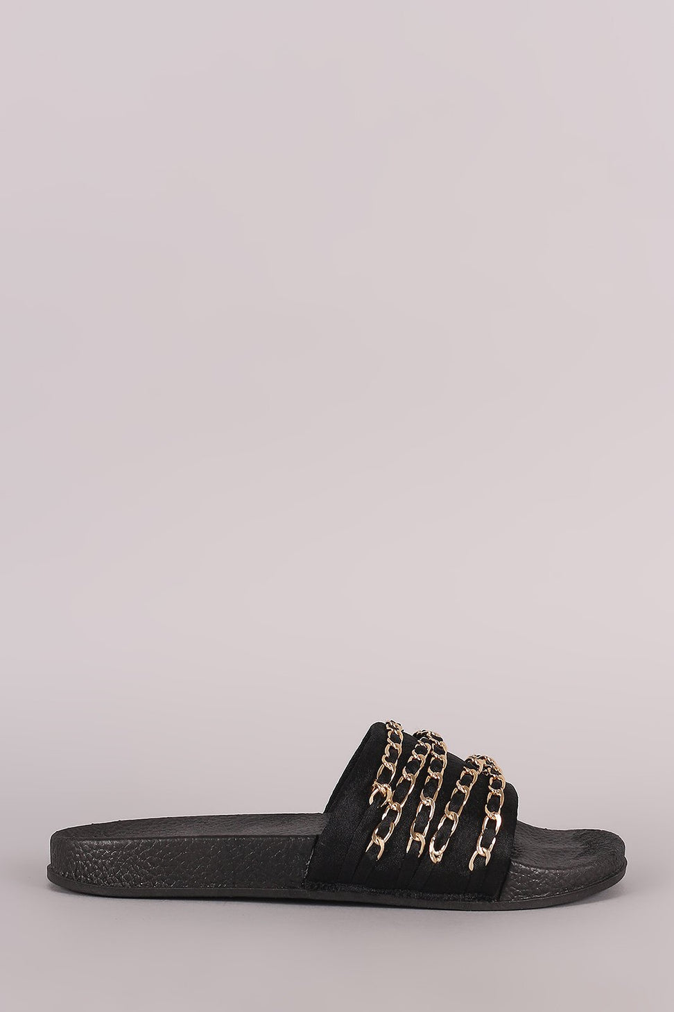 Satin Chain Links Slide Sandal