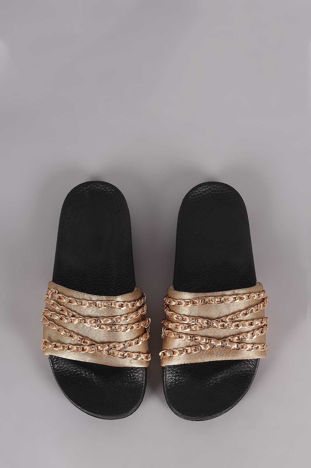 Satin Chain Links Slide Sandal