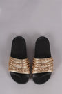 Satin Chain Links Slide Sandal