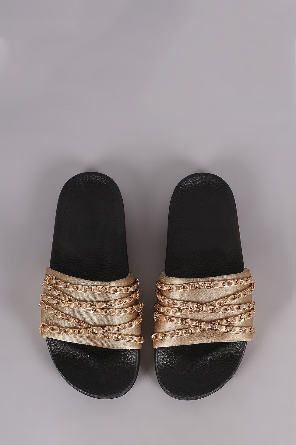 Satin Chain Links Slide Sandal