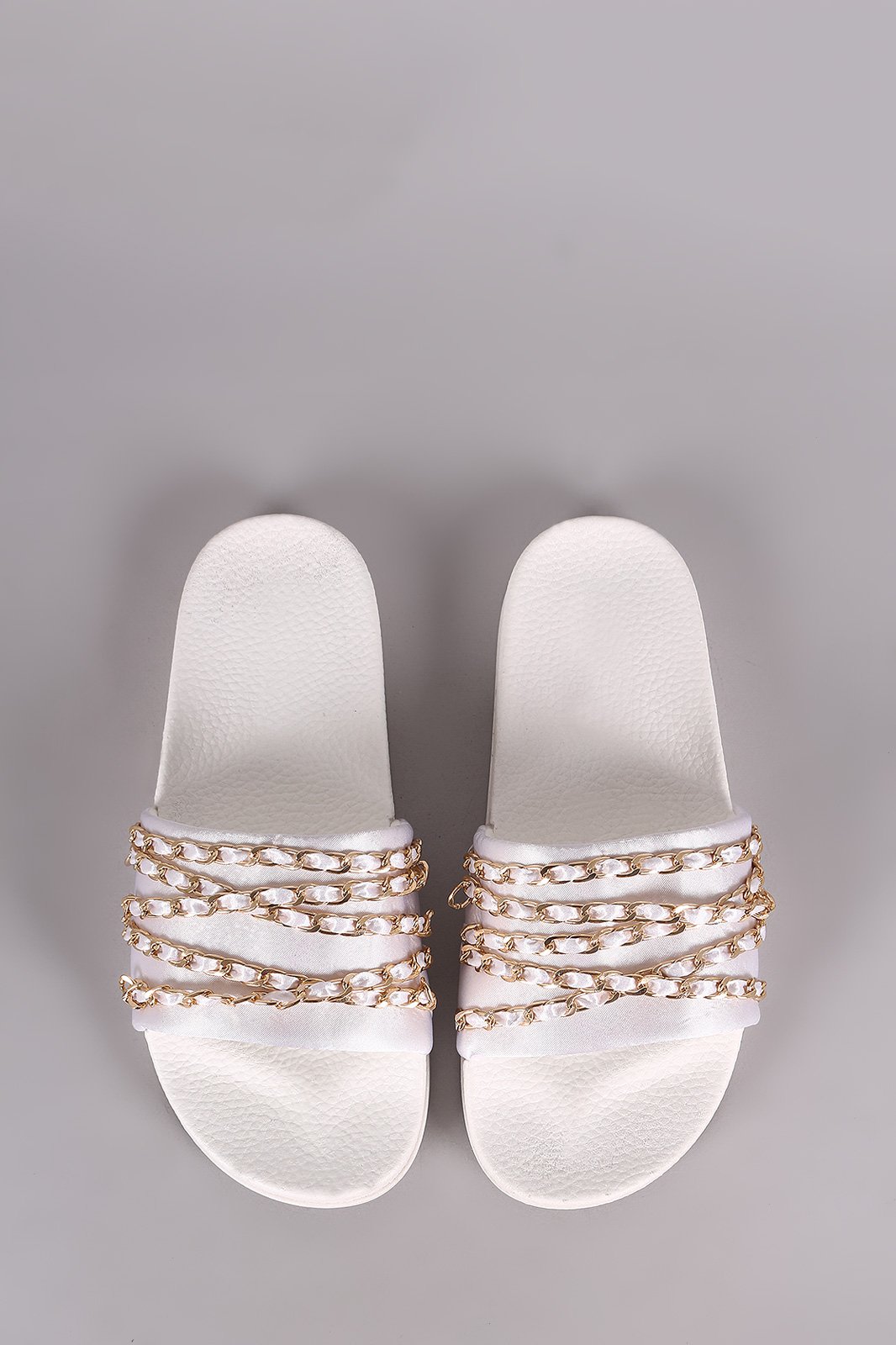 Satin Chain Links Slide Sandal
