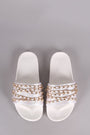 Satin Chain Links Slide Sandal