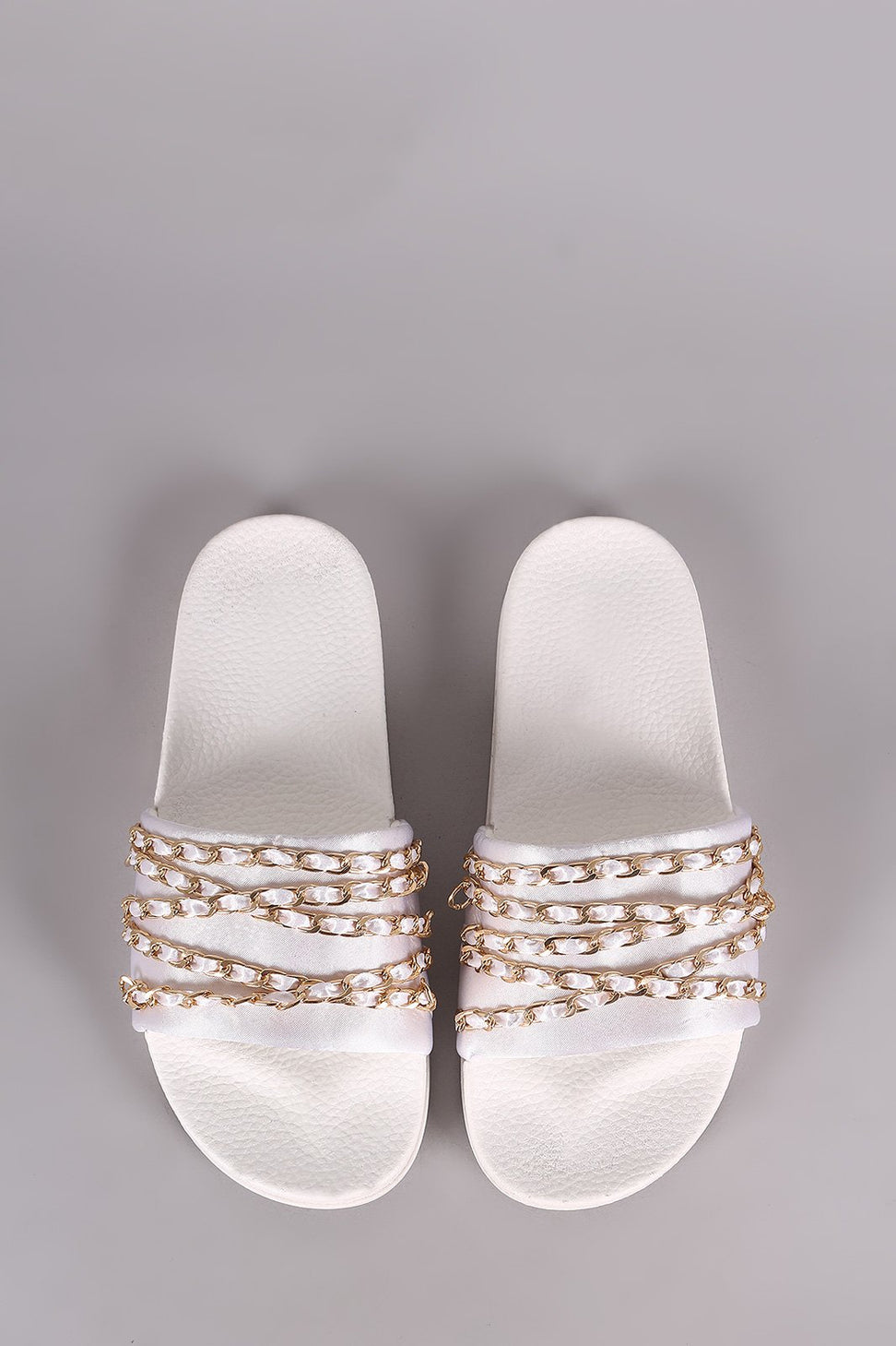 Satin Chain Links Slide Sandal