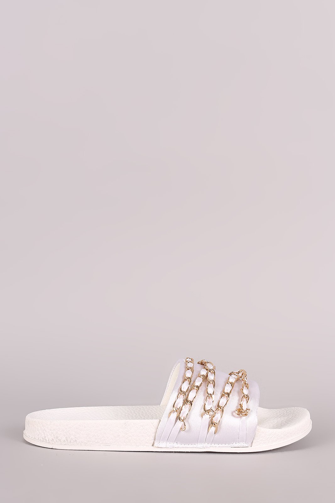 Satin Chain Links Slide Sandal