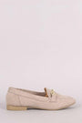 Qupid Horsebit Ornament Suede Slip On Loafer Flat