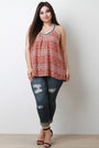 Tribal Embroidered V-Neck Sleeveless Top