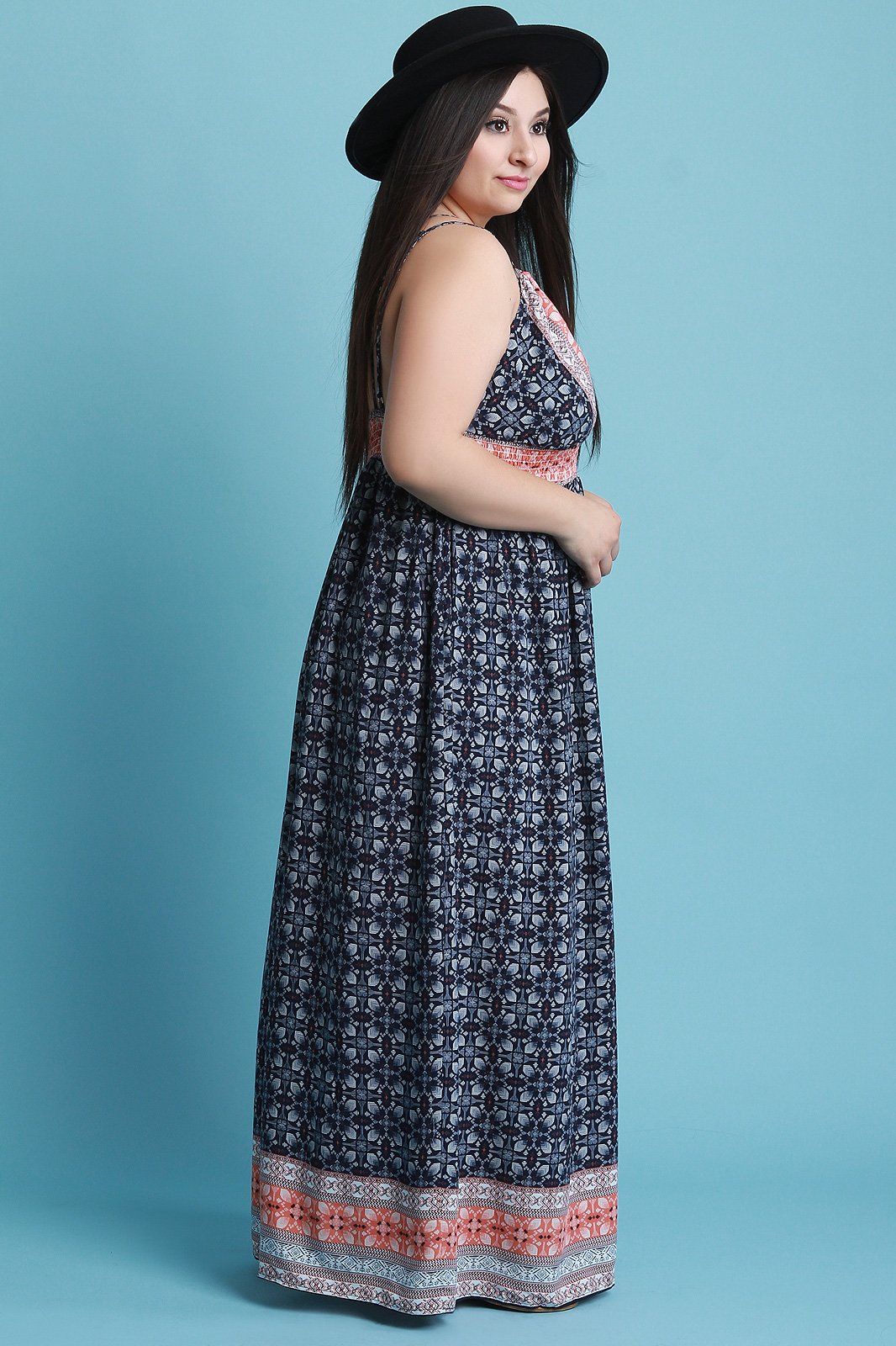 Double Spaghetti Straps V-Neck Bohemian Maxi Dress