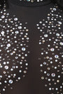 Bedazzled Mesh Mock Neck Fitted Jumpsuit