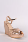 Metallic Patent Cross Band Ankle Strap Wedge