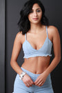 Stretch Denim Frayed Bralette Top