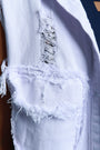 Distressed Denim Longline Button Up Vest - NoveltyOne