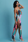 Multi-Color Tropical Plunge Neck Maxi Dress - NoveltyOne