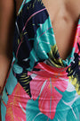 Multi-Color Tropical Plunge Neck Maxi Dress - NoveltyOne