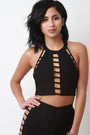Ladder Cutout Halter Crop Top