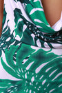 Tropical Leaf Plunge Neck Maxi Dress