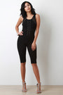 Eyelet Lace Up Sleeveless Fitted Capri Jumpsuit