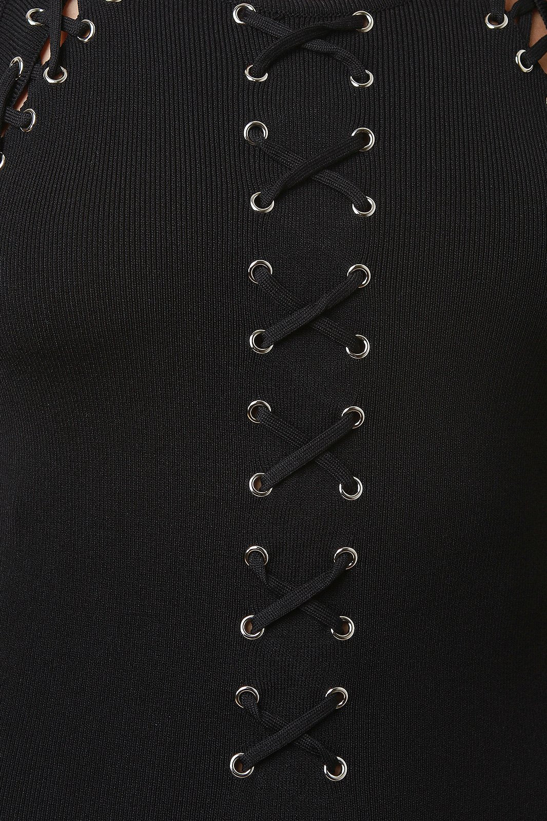 Eyelet Lace Up Sleeveless Fitted Capri Jumpsuit