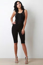 Eyelet Lace Up Sleeveless Fitted Capri Jumpsuit