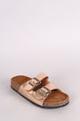 Metallic Patent Buckled Footbed Sandal