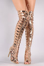 Patent Strappy Open Toe Lace-Up Gladiator Heel