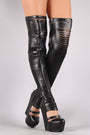 Slashed Over-The-Knee Platform Wedge Boots