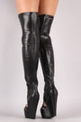 Slashed Over-The-Knee Platform Wedge Boots