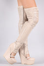 Slashed Over-The-Knee Platform Wedge Boots