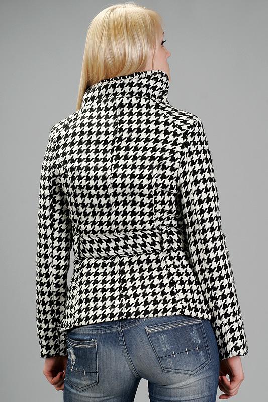 Funnel Neck Houndstooth Coat - NoveltyOne