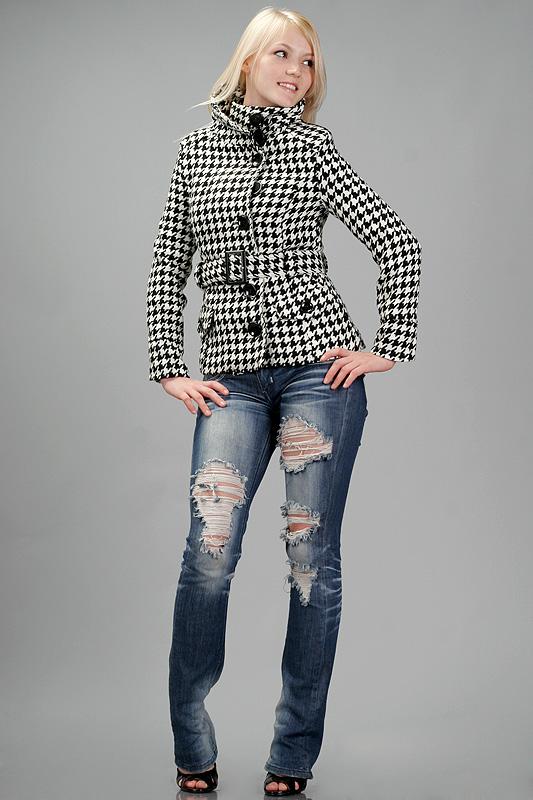 Funnel Neck Houndstooth Coat - NoveltyOne