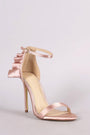 Satin Ruffle-Trimmed Ankle Strap Dress Heel
