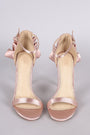 Satin Ruffle-Trimmed Ankle Strap Dress Heel