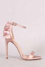 Satin Ruffle-Trimmed Ankle Strap Dress Heel