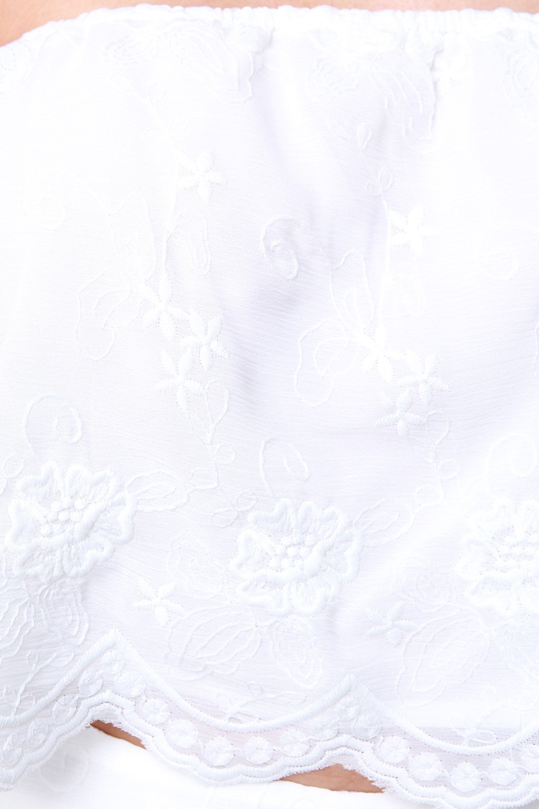 Floral Embroidery Bardot Scalloped Crop Top - NoveltyOne