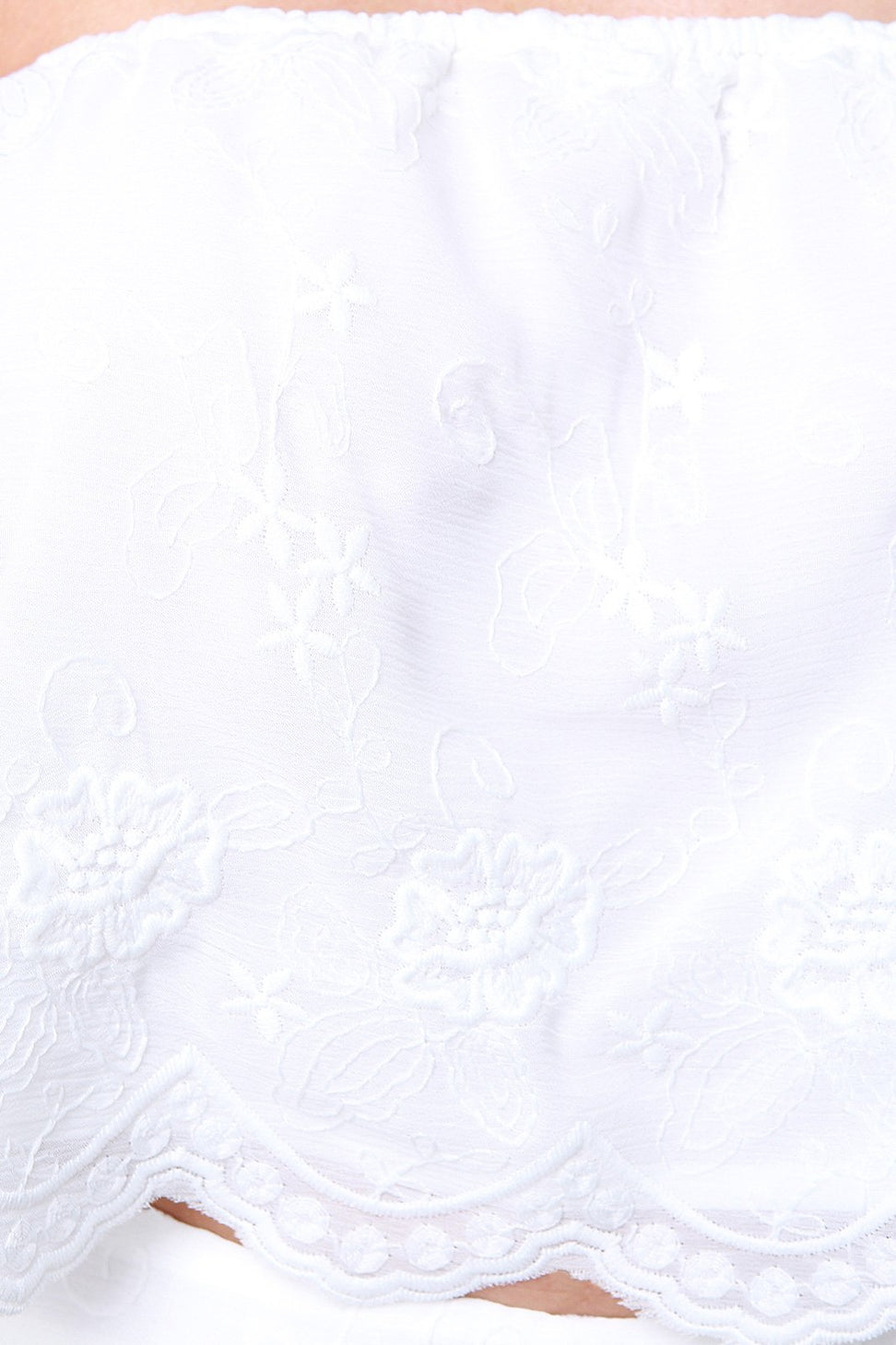 Floral Embroidery Bardot Scalloped Crop Top - NoveltyOne