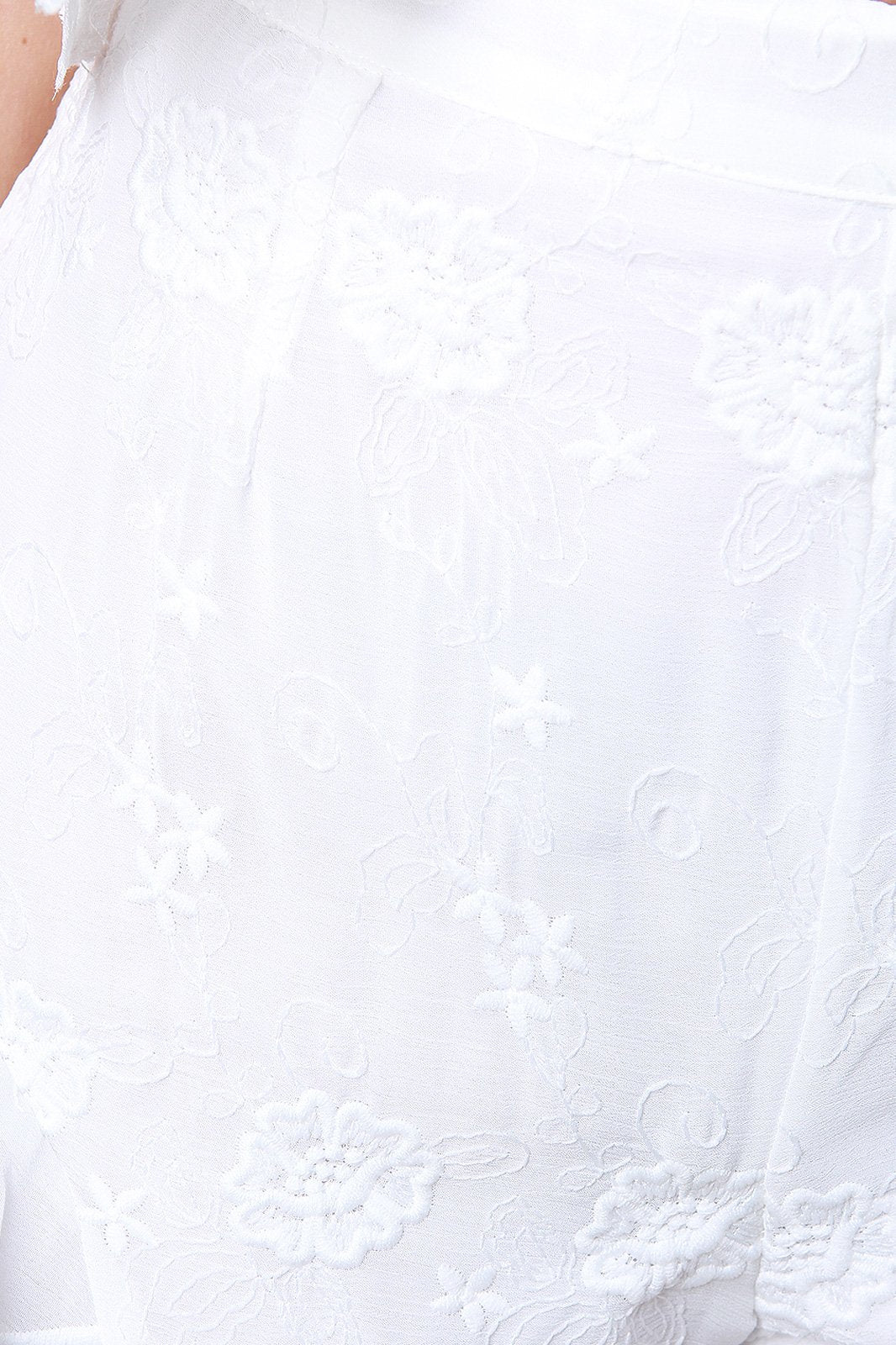 Floral Embroidery High Waist Scalloped Shorts - NoveltyOne