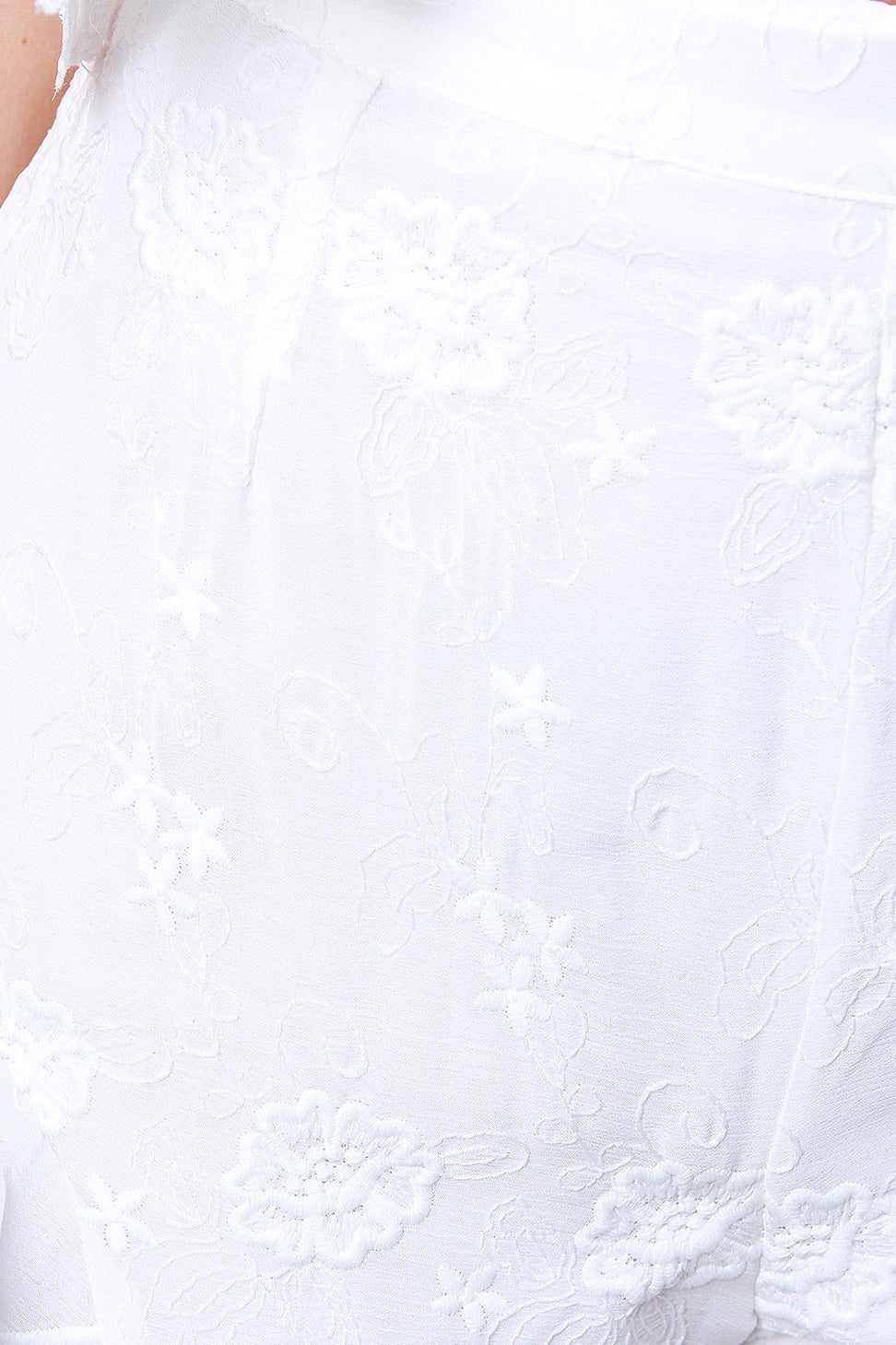 Floral Embroidery High Waist Scalloped Shorts - NoveltyOne