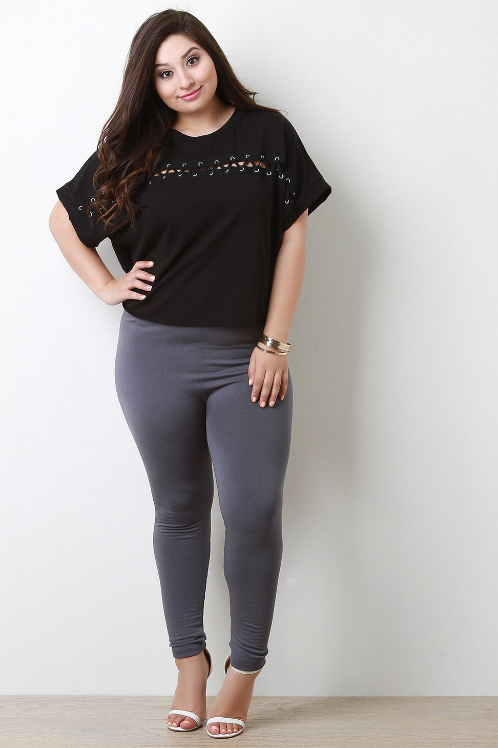 Horizontal Lace-Up Boxy Crop Top