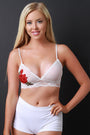 Floral Applique Mesh Lace Scallop Trim Bralette Top - NoveltyOne