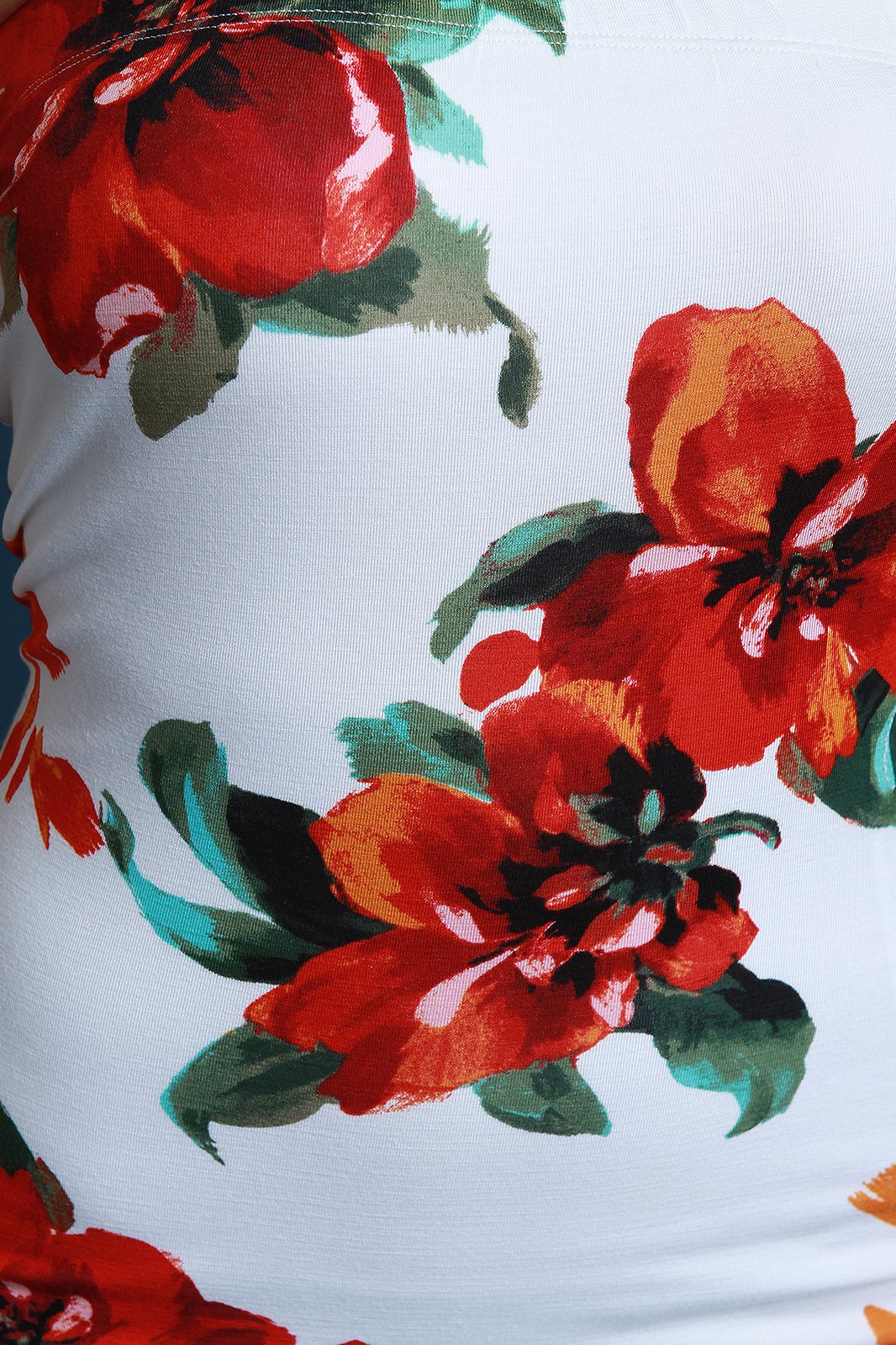 Strapless Jersey Knit Floral Midi Dress