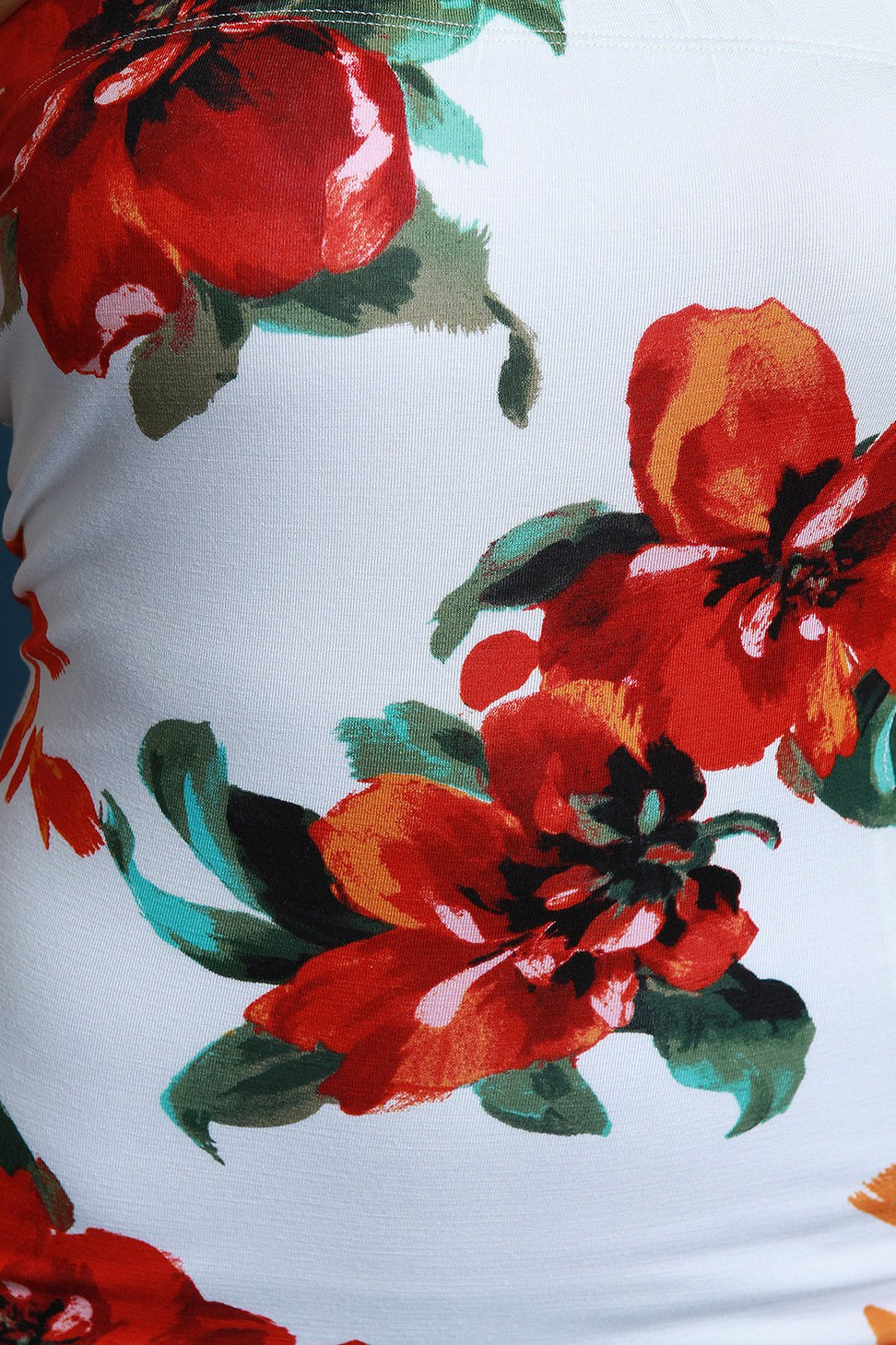 Strapless Jersey Knit Floral Midi Dress