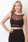 Sleeveless Sweetheart Contrast Mesh Crop Top