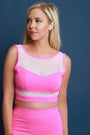 Sleeveless Sweetheart Contrast Mesh Crop Top