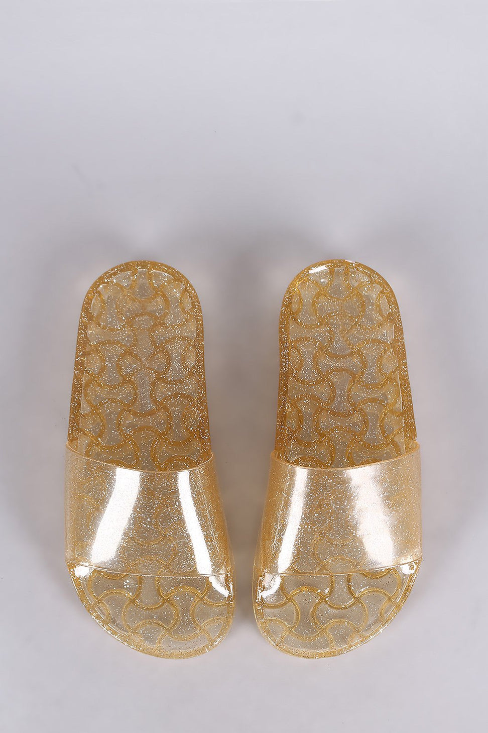 Wild Diva Lounge Glitter Jelly Open Toe Slide Sandal