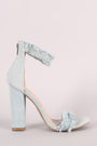 Shoe Republic LA Frayed Denim Ankle Strap Chunky Heel